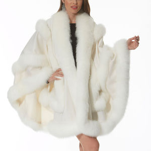 Winter White Fur Cashmere Cape Empress Style